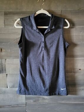 Nike Golf Women's Dri Fit Sleeveless Polo Tank Top in Dark Heather Gray Size M